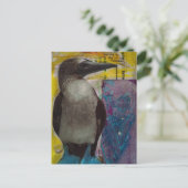 Blauwvoetige vogel mixed media collage briefkaart (Staand voorkant)