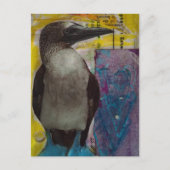 Blauwvoetige vogel mixed media collage briefkaart (Voorkant)