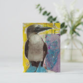 Blauwvoetige vogel mixed media collage briefkaart (Staand voorkant)