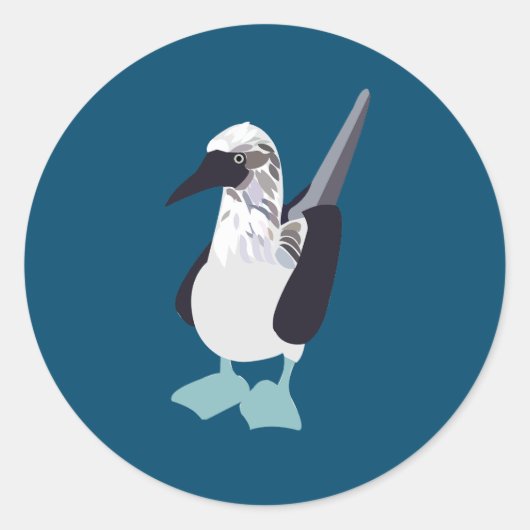 blauwvoetvogel van Zee Ronde Sticker (Voorkant)