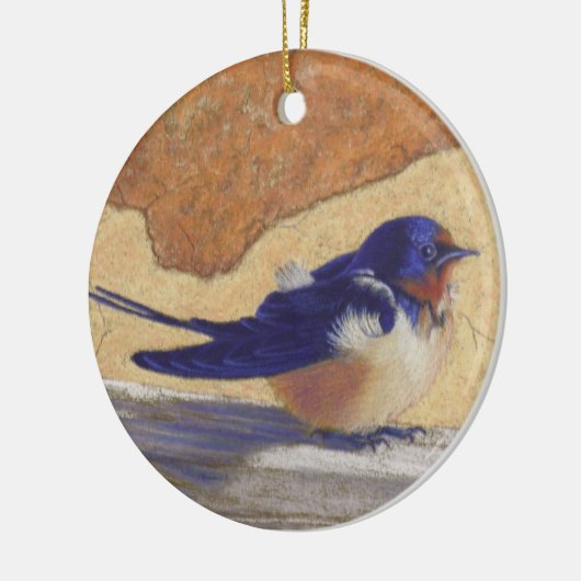 Blauwvogel, Barn Swallow Keramisch Ornament (Links)