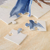 Blauwvogel Blauwe Oranje Rustige Waterverf Legpuzzel (Zijkant)