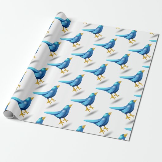 Blauwvogel Cadeaupapier (Uitgerold)