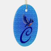 Blauwvogel Elegant Monogram Initiaal C Keramisch Ornament (Rechts)