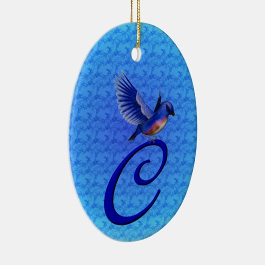 Blauwvogel Elegant Monogram Initiaal C Keramisch Ornament (Rechts)