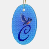 Blauwvogel Elegant Monogram Initiaal C Keramisch Ornament (Links)