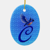 Blauwvogel Elegant Monogram Initiaal C Keramisch Ornament (Voorkant)