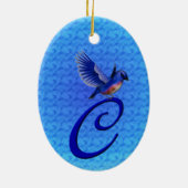 Blauwvogel Elegant Monogram Initiaal C Keramisch Ornament (Achterkant)