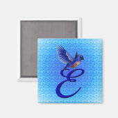 Blauwvogel Elegant Monogram Initiaal E Magneet (Voorkant / Achterkant)