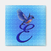 Blauwvogel Elegant Monogram Initiaal E Magneet (Voorkant)