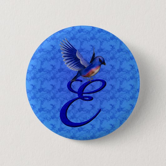 Blauwvogel Elegant Monogram Initiaal E Ronde Button 5,7 Cm (Voorkant)