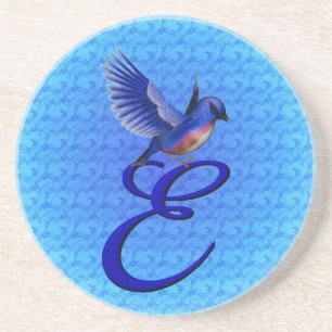 Blauwvogel Elegant Monogram Initiaal E Zandsteen Onderzetter