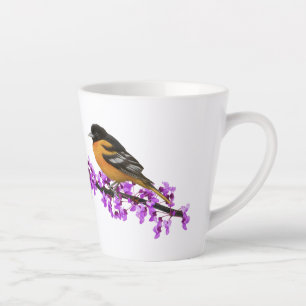 Blauwvogel en Baltimore Oriole Songbird op Redbud Latte Mok