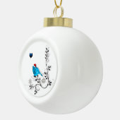 Blauwvogel en blauw hart keramische bal ornament (Rechts)