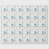 Blauwvogel en hart cadeaupapier (Vlak)