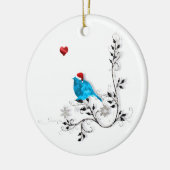 Blauwvogel en hart! keramisch ornament (Links)