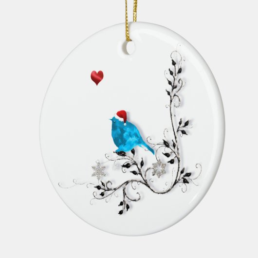 Blauwvogel en hart! keramisch ornament (Links)