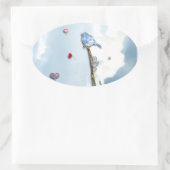 Blauwvogel en hart ovale sticker (Tas)