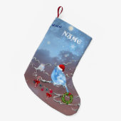 Blauwvogel en kerststaart 2 kleine kerstsok (Voorkant (Hangend))