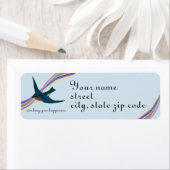 Blauwvogel en regenbogen etiket (Insitu)