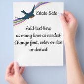 Blauwvogel en regenboog,  tekst flyer (Hand)