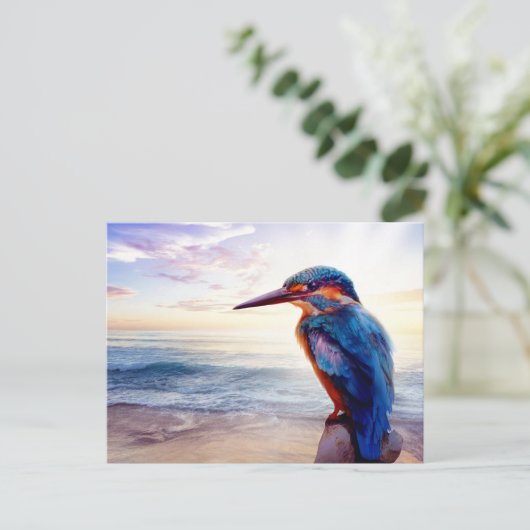 Blauwvogel Exotic Sunset Beach Briefkaart (Staand voorkant)