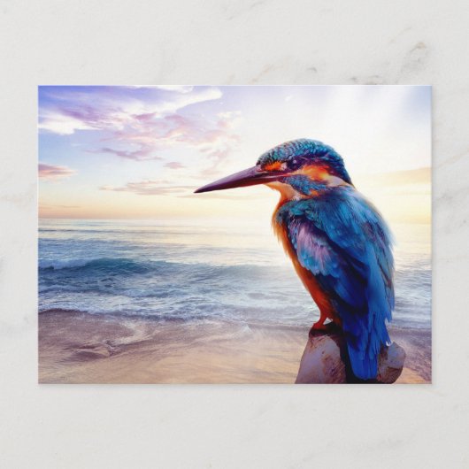 Blauwvogel Exotic Sunset Beach Briefkaart (Voorkant)