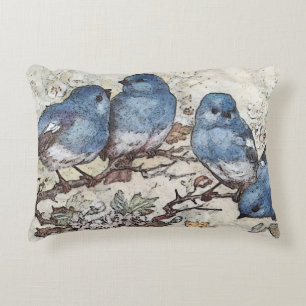 blauwvogel illustratie schattige vogelsoorten nat accent kussen