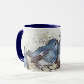  blauwvogel illustratie schattige vogelsoorten nat mok (Voorkant links)