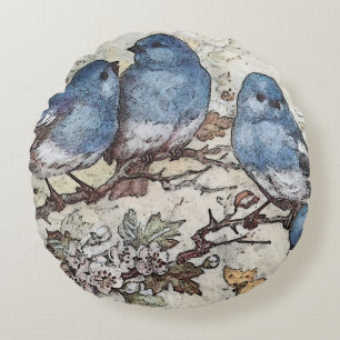  blauwvogel illustratie schattige vogelsoorten nat rond kussen
