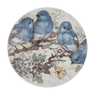 blauwvogel illustratie schattige vogelsoorten nat snijplank