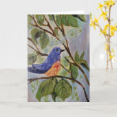 Blauwvogel in april kaart (Gele Bloem)