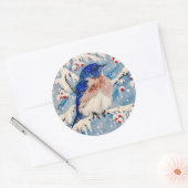 Blauwvogel in Bessen & Sneeuw❄️❄️❄️ Ronde Sticker (Envelop)