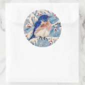Blauwvogel in Bessen & Sneeuw❄️❄️❄️ Ronde Sticker (Tas)