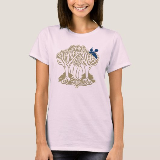 Blauwvogel in de bomen. t-shirt (Voorkant)