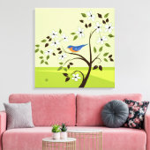 Blauwvogel in de boom canvas afdruk (Insitu (Woonkamer))