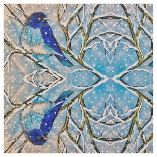 Blauwvogel in de sneeuw stof (Swatch)