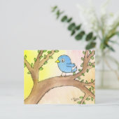 Blauwvogel in een boom briefkaart (Staand voorkant)