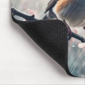 Blauwvogel in een regenachtig venster muismat (Hoek)