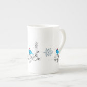 Blauwvogel in een Santa Hat Porselein Kop (Voorkant rechts)