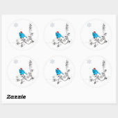 Blauwvogel in een Santa Hat. Ronde Sticker (Vel)