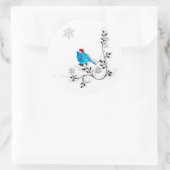 Blauwvogel in een Santa Hat. Ronde Sticker (Tas)