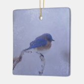 Blauwvogel in Snowy Winter Trees - Holiday Keramisch Ornament (Links)