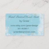 Blauwvogel in Visitekaartjes met nestroze rozen (Achterkant)