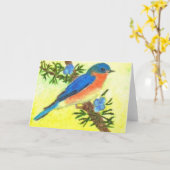 Blauwvogel Kaart (Gele Bloem)