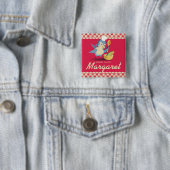  blauwvogel-kokkok, naamplaatje vierkante button 5,1 cm (In situ)