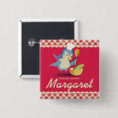  blauwvogel-kokkok, naamplaatje vierkante button 5,1 cm (Voorkant /achterkant)