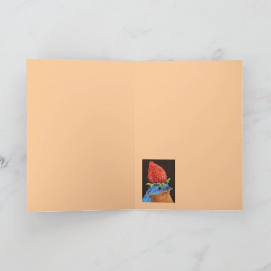 blauwvogel met aardbeienkaart feestdagen kaart (Binnen)