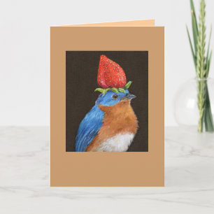 blauwvogel met aardbeienkaart feestdagen kaart