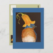 blauwvogel met een pet briefkaart met inktbloesem (Voorkant / Achterkant)